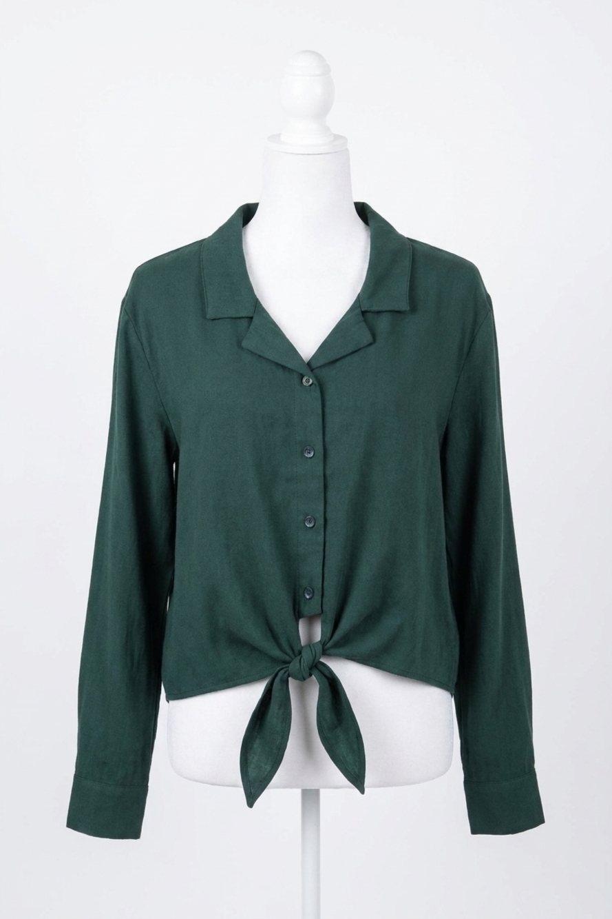 NEW LINE AND DOT long sleeve tie blouse in green